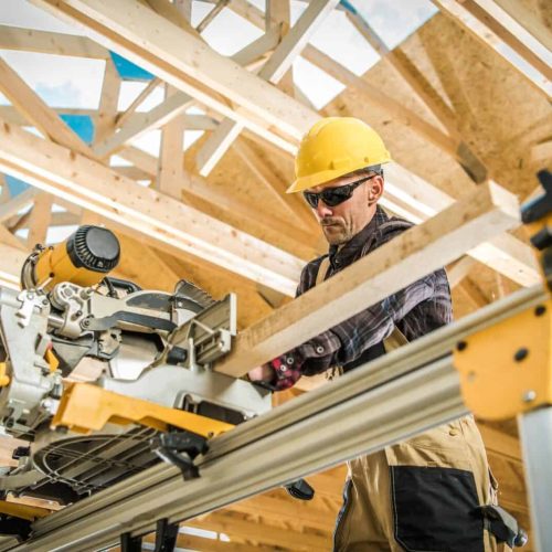 Carpentry Contractor Working on Circular Saw