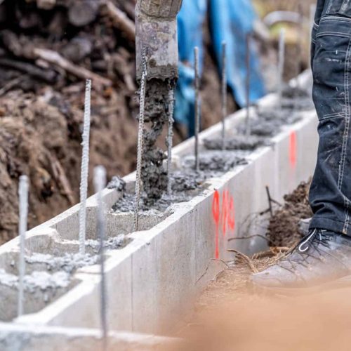concreting of the foundation of a new building under construction