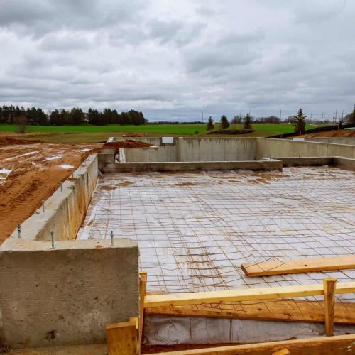 Foundation for a new apartment house building foundation wall